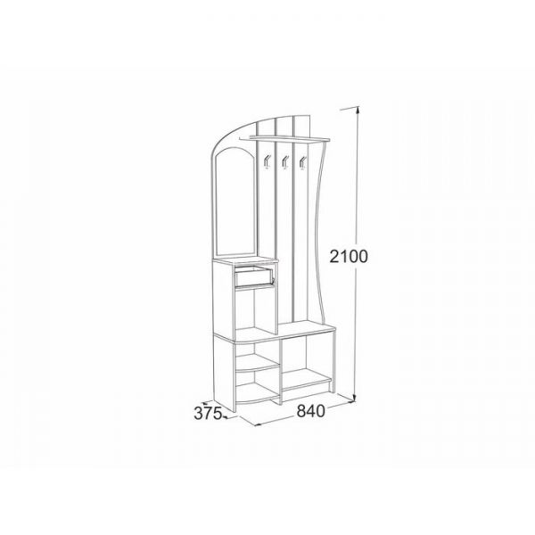 Прихожая «Саша 19», 840 ? 375 ? 2100 мм, ЛДСП, зеркало, ясень анкор тёмный / анкор светлый