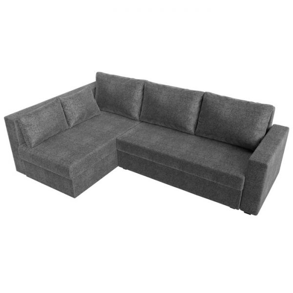 Угловой диван «Мансберг», механизм еврокнижка, угол левый, рогожка, цвет серый