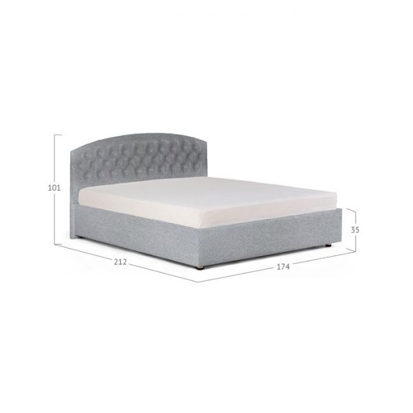 Кровать «Пальмира» без ПМ, 140 ? 200 см, встроенное основание, рогожка, цвет серый
