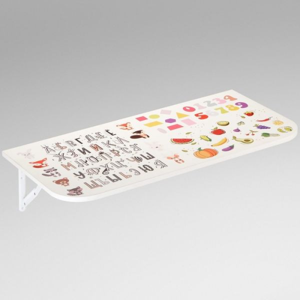 Стол подвесной с фотопечатью, 800х400х20, Белый