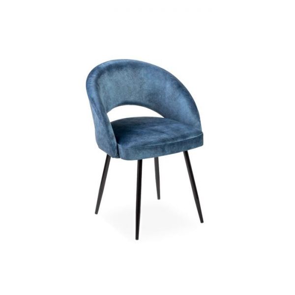 Стул Мирелла Мрамор 14 синий велюр/ Грейс металл  Черный глянец