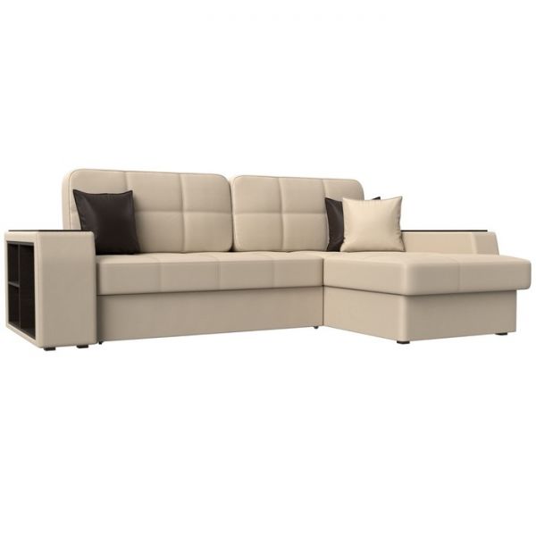 Угловой диван «Брюссель», механизм дельфин, экокожа, цвет бежевый