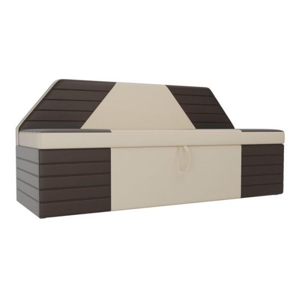 Кухонный прямой диван «Дуглас», механизм дельфин, экокожа, цвет бежевый / коричневый