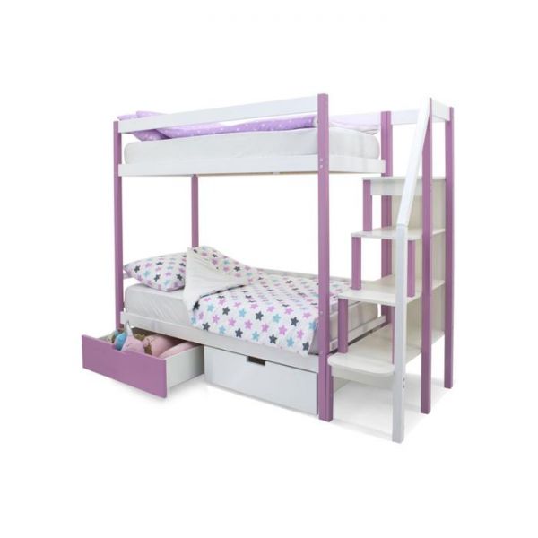 Детская двухъярусная кровать Бельмарко Svogen лаванда-белый