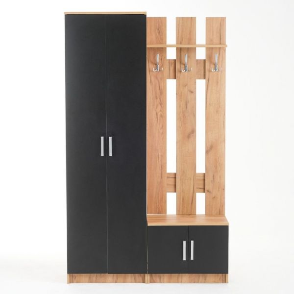 Прихожая Осирис, 1182х370х1994, Дуб крафт золотой/Черный