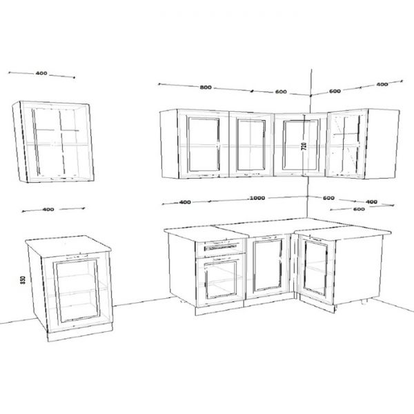 Кухонный гарнитур Гарнитур 11 Белый Вегас 1800х1000 Белый