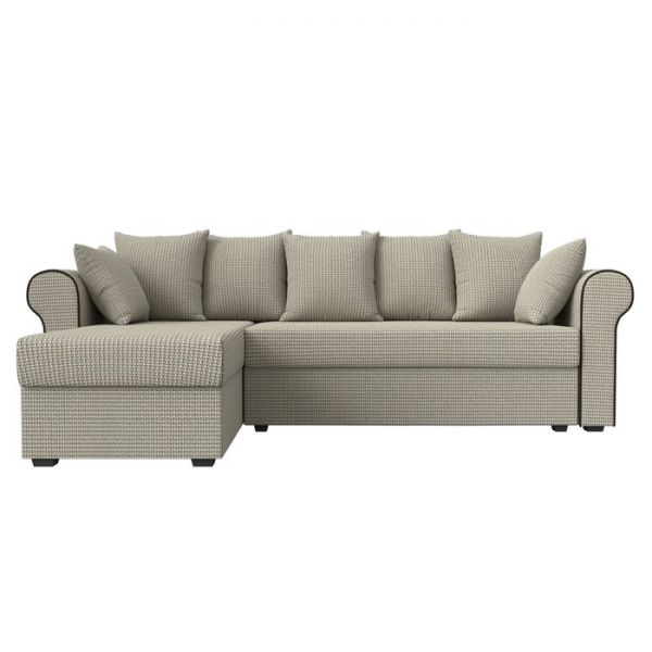 Угловой диван «Рейн», механизм еврокнижка, угол правый, рогожка, корфу 02 /кант коричневый