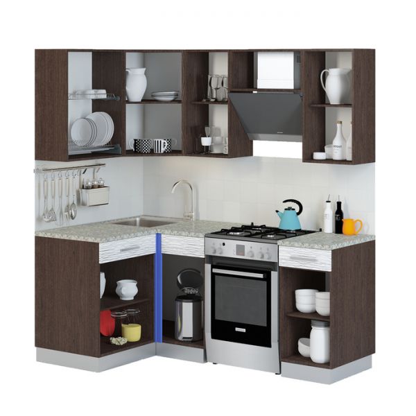 Кухонный Гарнитур Алиса 9, 1100 х 2000 мм, цвет Венге/Лайм