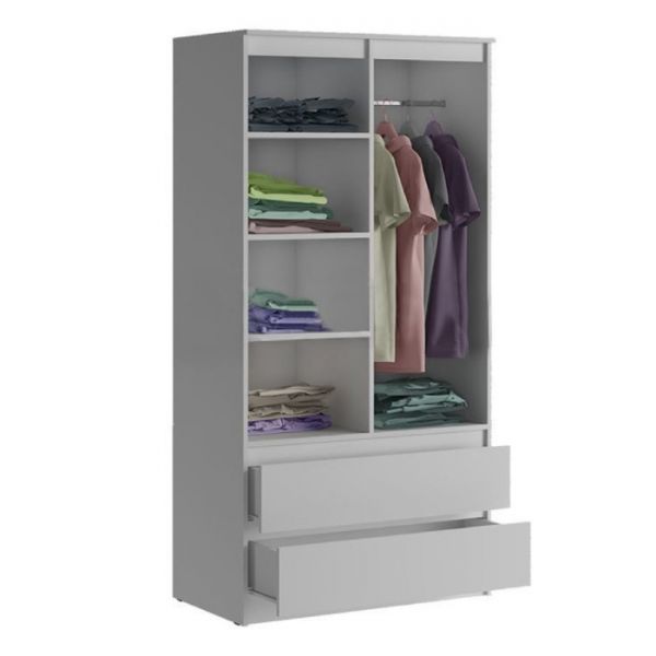 Шкаф 2х ств с ящиками Челси, 902х514х1796, Белый глянец/Белый