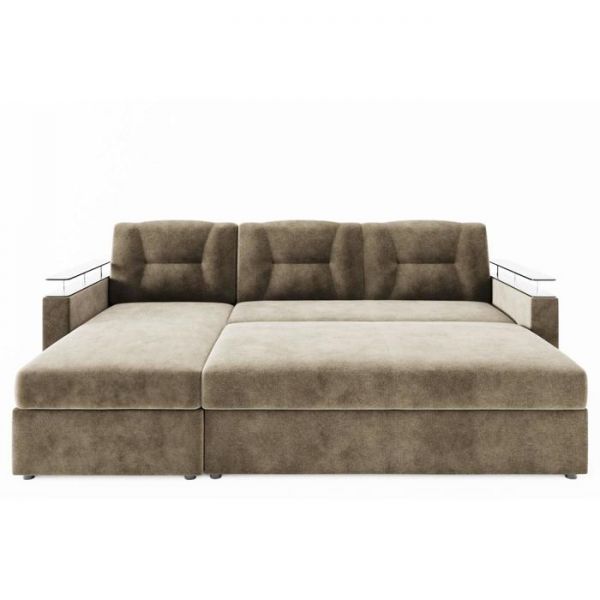 Угловой диван «Монро», угол левый, ЛДСП венге, механизм дельфин, велюр, цвет селфи 01