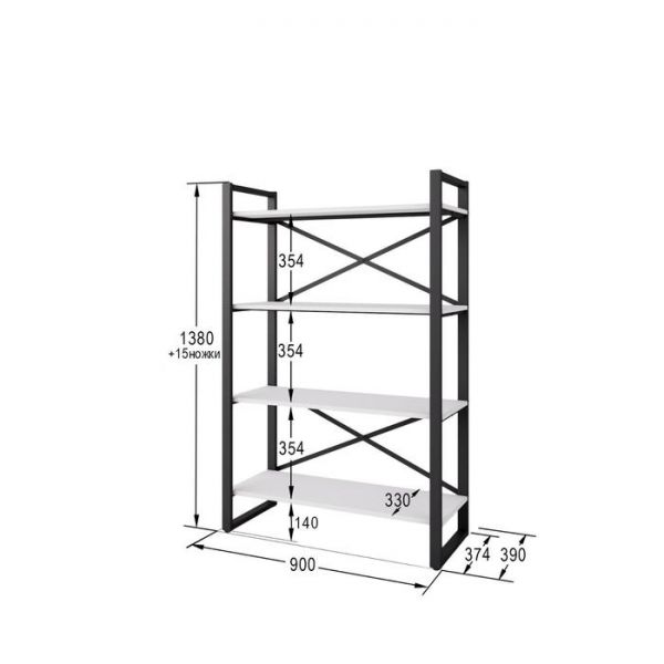 Стеллаж «Хардвиг М», 900 ? 390 ? 1395 мм, цвет белый