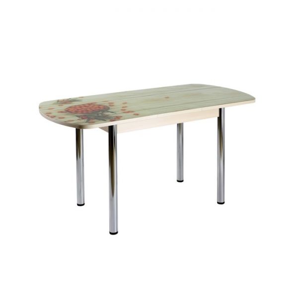 Стол раздвижной с фотопечатью Стин, 1100(1420)x700x760, Дуб/Дерево/Хром прямые