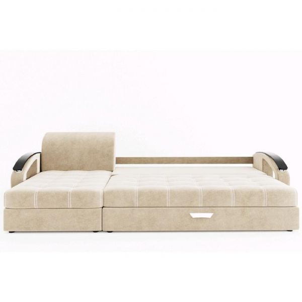 Угловой диван «Дубай», угол левый, еврокнижка, МДФ венге, цвет селфи 01, подушки селфи 03