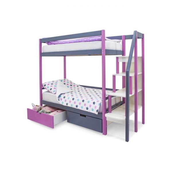 Детская двухъярусная кровать Бельмарко Svogen лаванда-графит