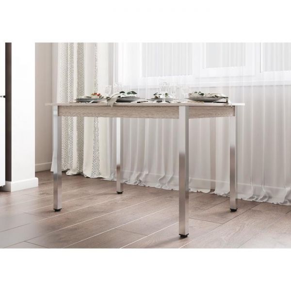 Стол обеденный №4 раздвижной 1200/1590х800х730 Ясень Шимо Светлый/Металлик