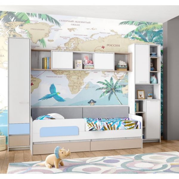 Пенал с ящиками «Зефир № 5.3», 400 ? 436 ? 2100 мм, правый, цвет дуб эльза / голубой