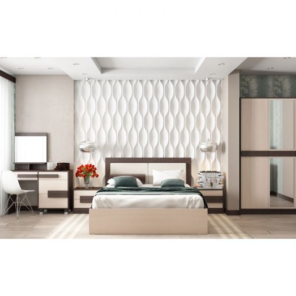 Кровать Кр-15, 1600х2000, Дуб выбеленный/Венге