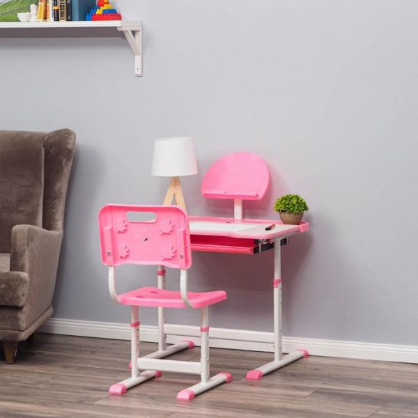 Растущая парта со стулом S01, розовая, ростовая группа №3-4