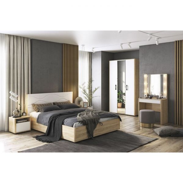 Кровать Зара Люкс с ПМ 1400х2000 дуб сонома/белый