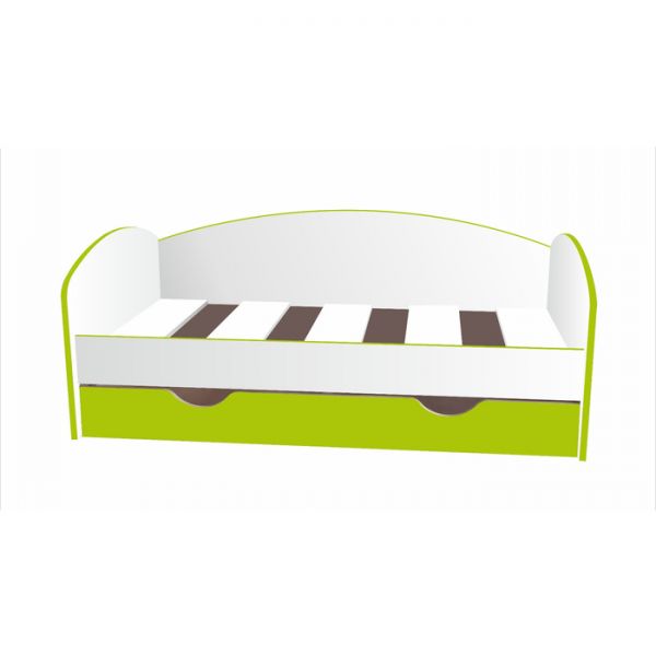 Кровать-тахта детская, спальное место 1600 ? 700 мм, цвет белый / зелёный