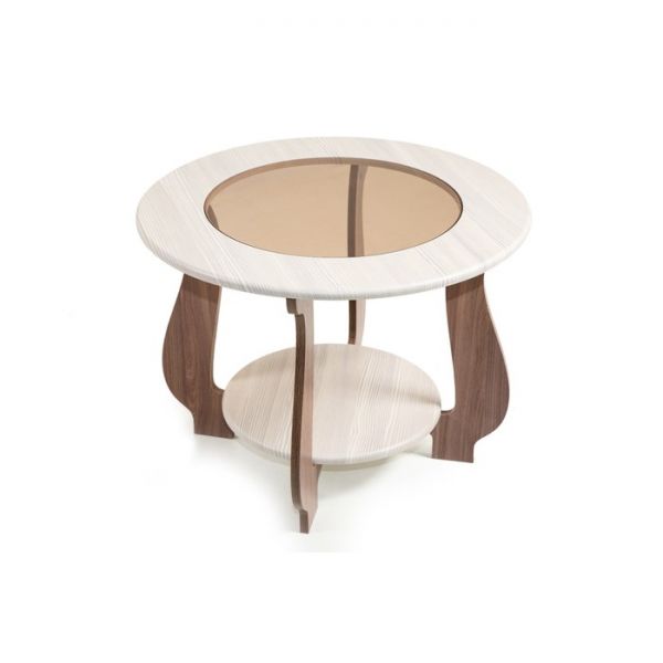 Стол журнальный СЖ-24, 700x700x520, Шампань/Ясень Шимо темный