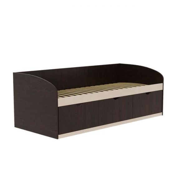 Кровать №8 с 3-мя ящиками, 800 ? 1900 мм, ЛДСП, ясень анкор светлый / ясень анкор тёмный