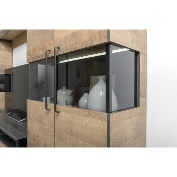 Комод с витриной Трувор 13.306, 858х370х1353, Дуб гранж песочный/Интра