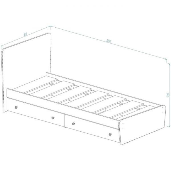 Кровать для детской с ящ. Кр-32 Алиса 900х2030х1020 Белый/корпус Ясень Анкор Белый/ Розовый   428408