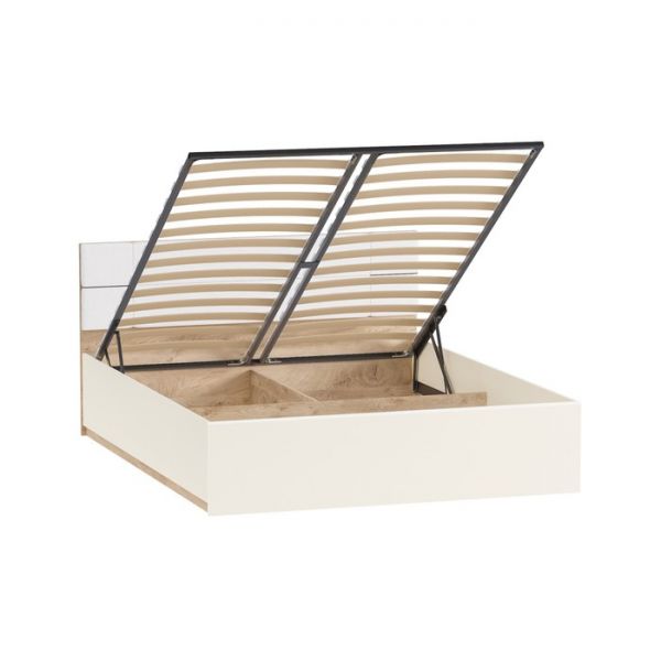 Кровать двуспальная с основанием и ПМ Лея 11.32, 1680х2052х910, Дуб Эндгрейн/Миндаль