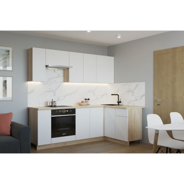 Кухонный гарнитур Тальк-2, 2300х1400 Дуб сонома/Белый матовый