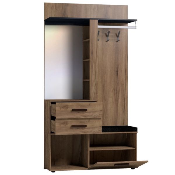 Шкаф Nature 70, 1120 ? 400 ? 2113 мм, цвет дуб табачный craft / чёрный