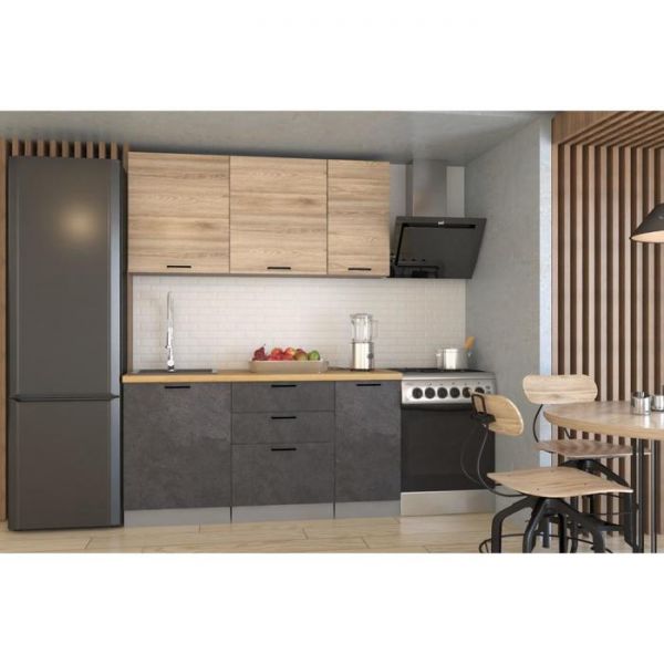 Кухонный гарнитур 19 ЛОФТ Серый/Рустик натур/Бетон темный/Дуб бунратти 1600х600