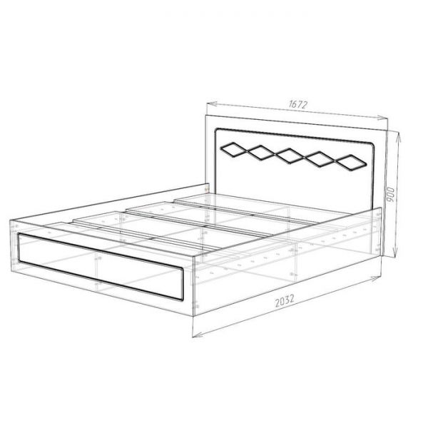 Кровать Барселона 1600, 1672х900х2032, Белый/Белый глянец