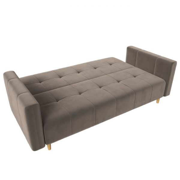 Прямой диван-книжка «Вест», механизм книжка, велюр, цвет бежевый