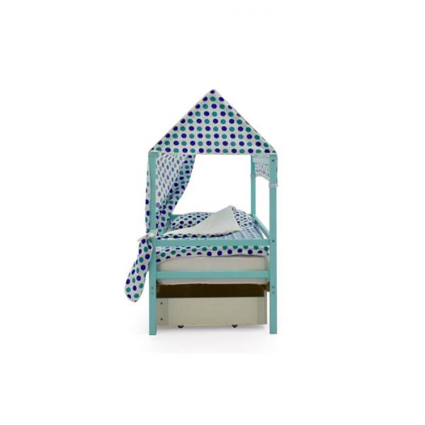 Крыша текстильная Бельмарко для кровати-домика Svogen круги, мятный синий