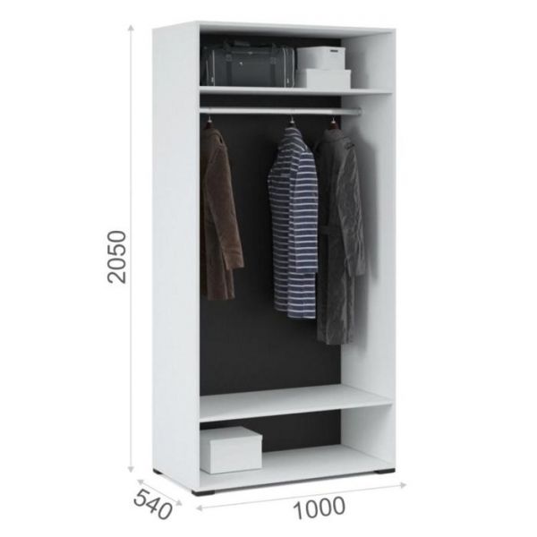 Шкаф 2-х дверный «Йорк», 1000 ? 540 ? 2050 мм, цвет белый / белый глянец