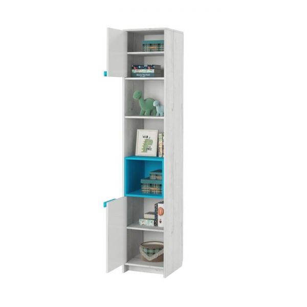 Стеллаж «Бриз №5.2», 400 ? 436 ? 2100 мм, цвет дуб эльза / бирюза / белый