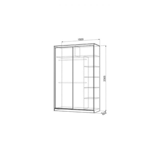 Шкаф-купе "Гранд 1-600 волны 1", 1500x600x2300, Венге