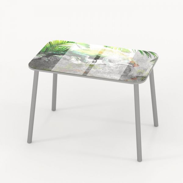 Обеденный стол Stalker, 1030 ? 640 ? 750 мм, стекло, ножки серые F3, фотопечать хамелеон