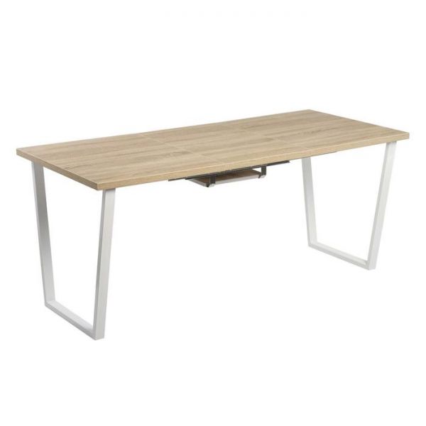 Стол АТЛАНТ-09 1620/2220*950х750 Дуб Бардалино серый/Опора АТЛАНТ-Белый глянец