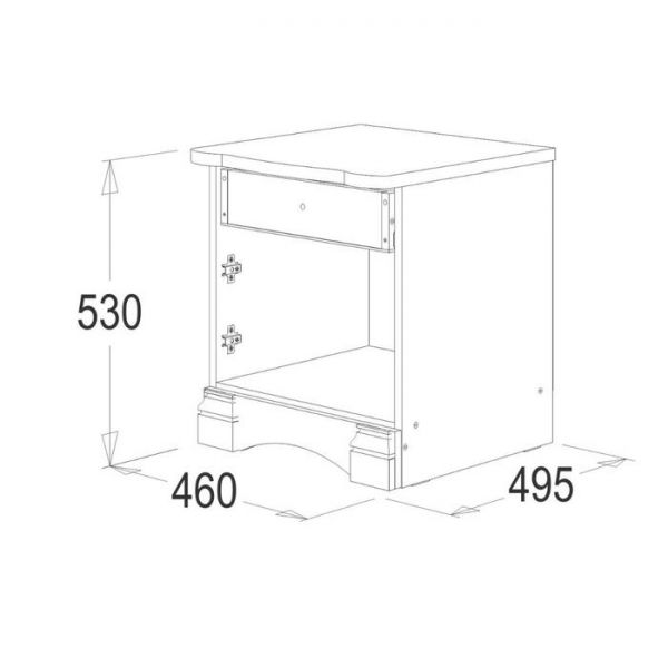 Тумба с 1-м ящиком «Ольга 1Н», 460 ? 495 ? 530 мм, цвет белый экспо / ясень анкор светлый