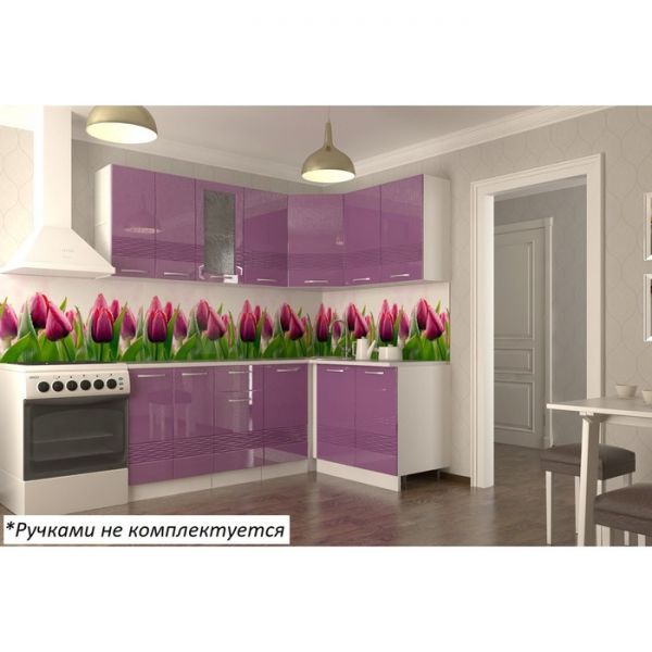 Кухонный гарнитур угловой Волна 12, 2000х1400 мм, Фиолетовый металлик