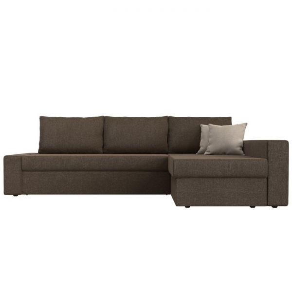 Угловой диван «Версаль», механизм дельфин, рогожка, цвет коричневый