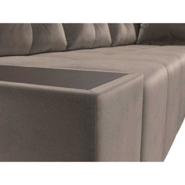 Угловой диван «Амадэус», правый угол, велюр, цвет бежевый