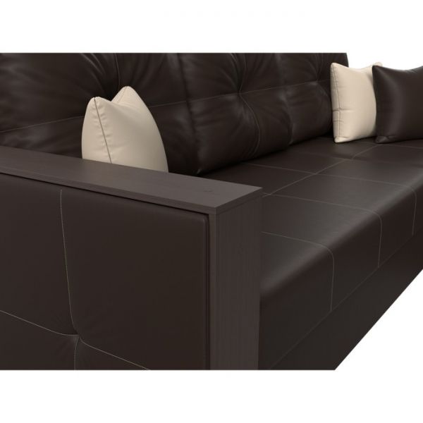 Угловой диван «Валенсия», механизм дельфин, экокожа, цвет бежевый