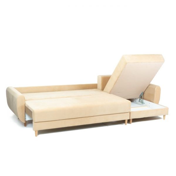 Угловой диван «Неаполь», механизм еврокнижка, велюр, цвет бежевый