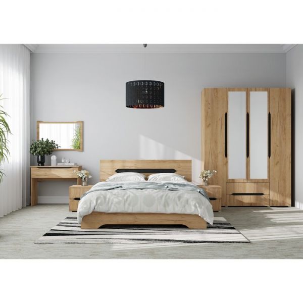 Кровать Вега 1600 с ортопед.осн, с/м 1600х2000, Крафт золотой/Венге