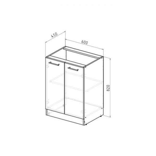 Шкаф напольный Лариса 600х600х850 рабочий 2 дверцы  белый/латте/кантри
