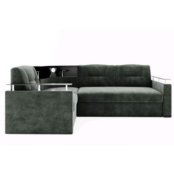 Угловой диван «София», угол левый, дельфин, подсветка, велюр, ЛДСП венге, цвет селфи 01