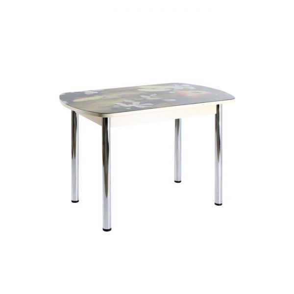 Стол раздвижной с фотопечатью Стин, 1100(1420)x700x760, Дуб/Дерево/Хром прямые